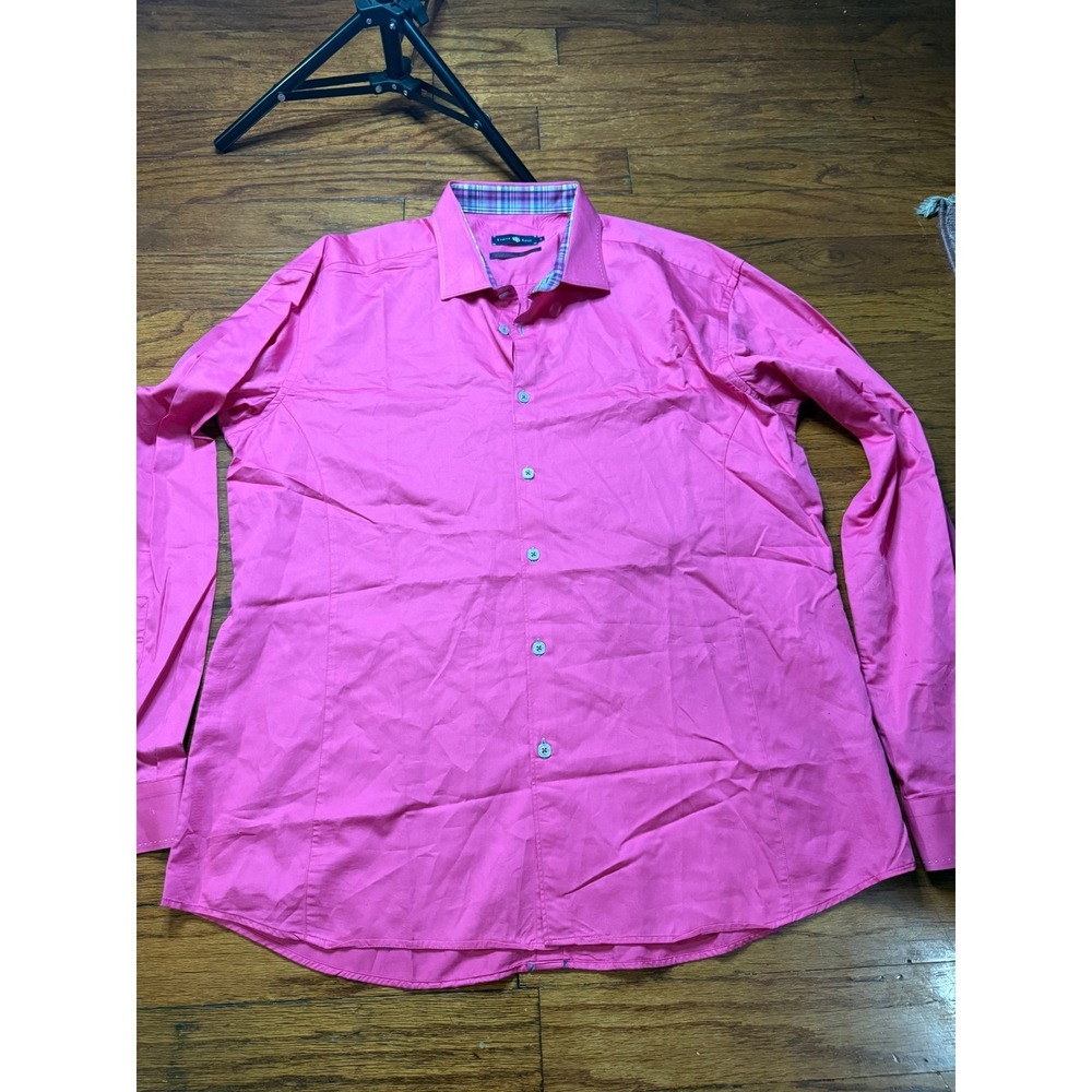 Stone Rose Mens Red Rivet Collection Hot Pink Button Down Shirt Size 6
